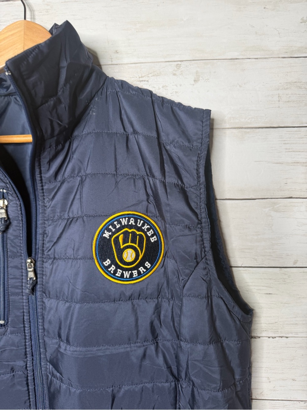 Milwaukee Brewers MLB Lightweight Puffer Vest full Zip Mens XL